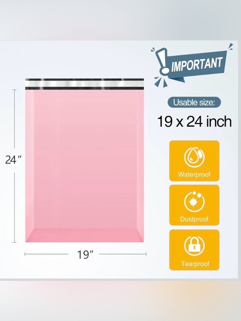 🌸 10 - 19" X 24" Pink Mailing Bags with Peel & Seal Strip
